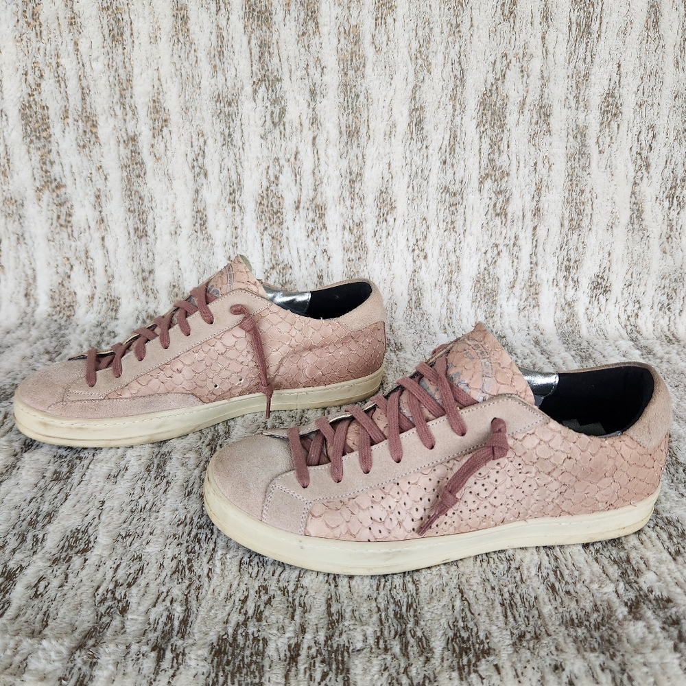 P448 "John" Snakeskin Pink Python Low Top Sneaker, Women's Size 8.5 - 9 - Picture 7 of 12